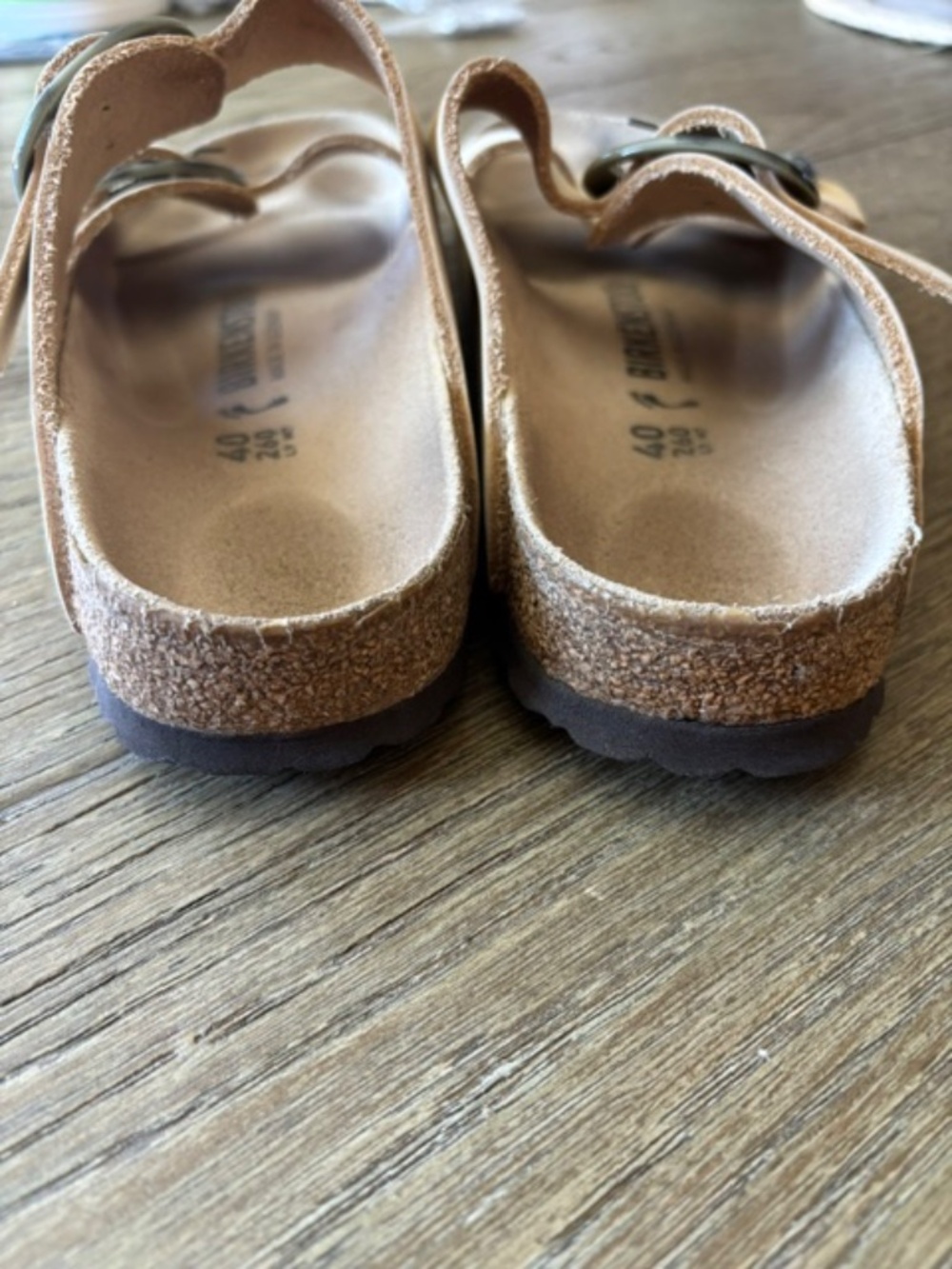 Birkenstock Arizona Big Buckle Nubuck Leather Almond Sandals Size 40 - Picture 4 of 4
